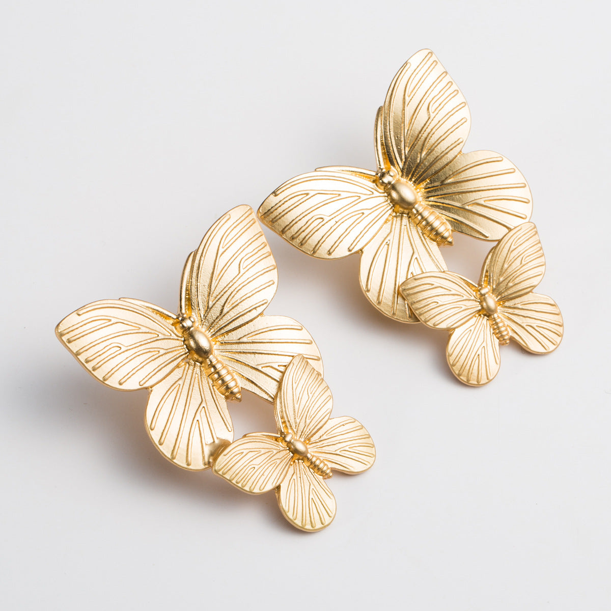 New Alloy Texture Two Butterfly Earrings