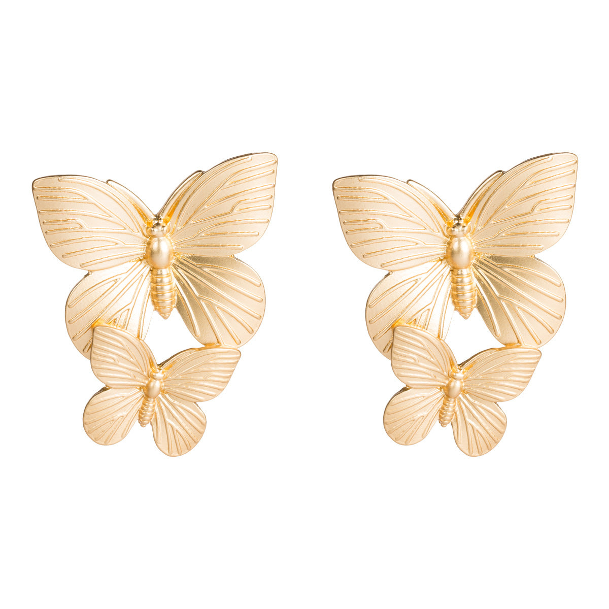 New Alloy Texture Two Butterfly Earrings