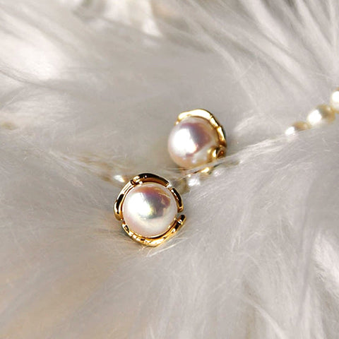 Silver Needle Pearl Earrings