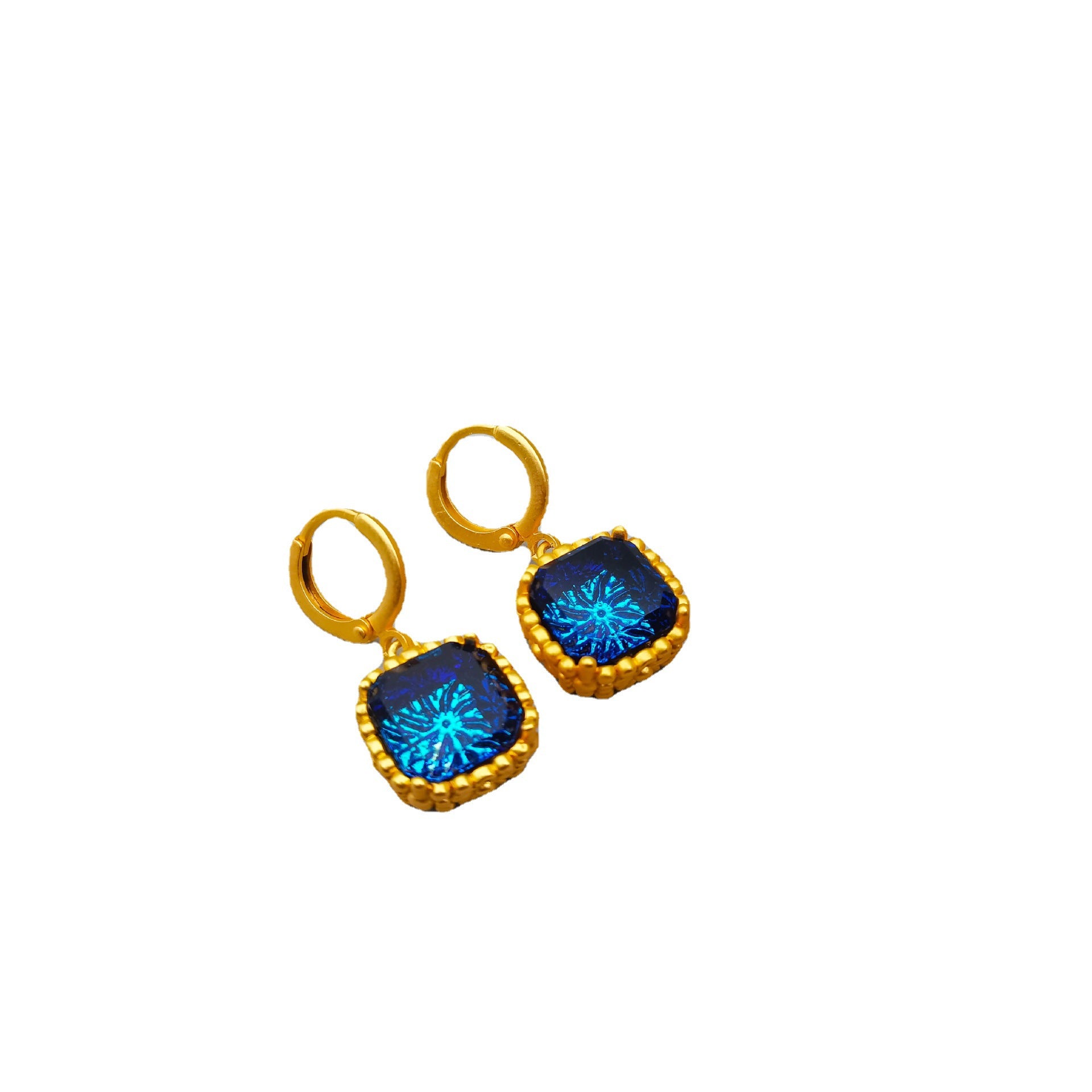 Retro Simple Geometric Sapphire Earrings
