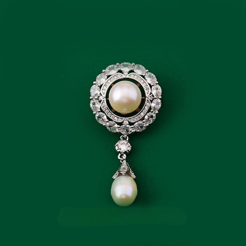 Vintage Light Luxury Natural Pearl High-end Brooch