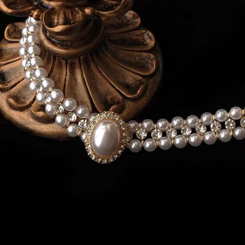 Vintage Multi-layered Diamond Baroque Pearl Necklace