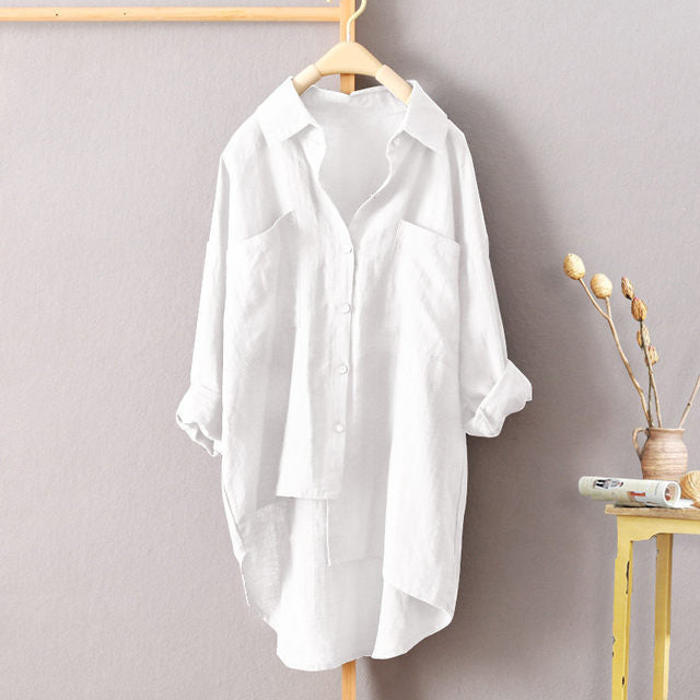 Linen Solid Color Long-sleeved Shirt